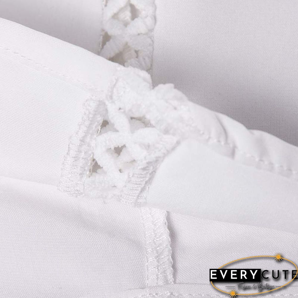 Women Blouse Sexy Sleeveless Lace OL Office Ladies Shirt Hollow Party Tops