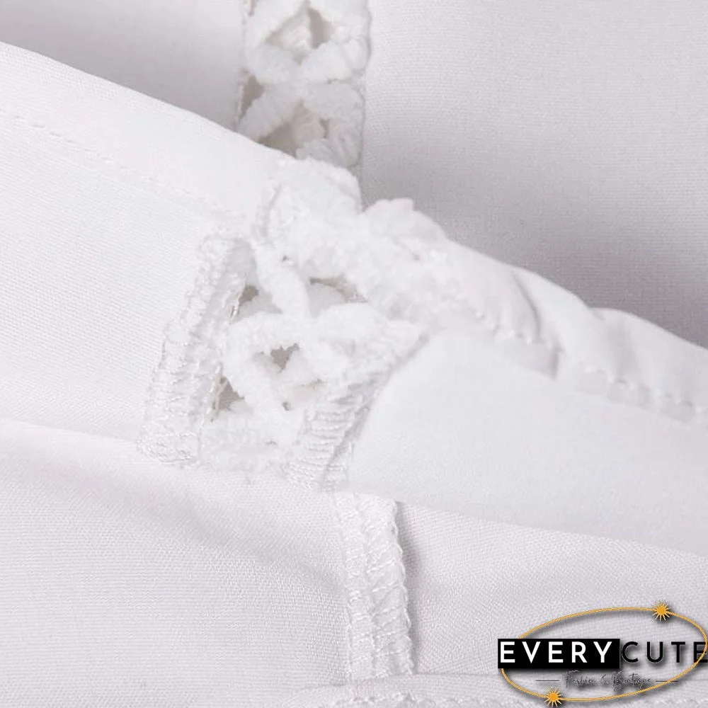 Women Blouse Sexy Sleeveless Lace OL Office Ladies Shirt Hollow Party Tops