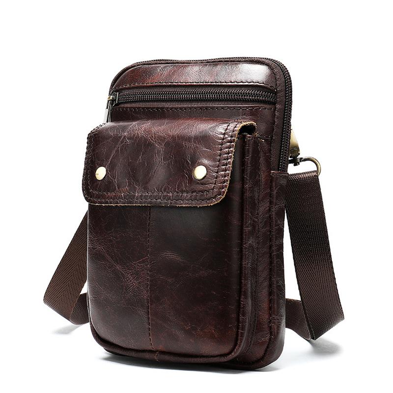 Leather Casual Solid Color Retro Crossbody Bag Shoulder Bag For Men