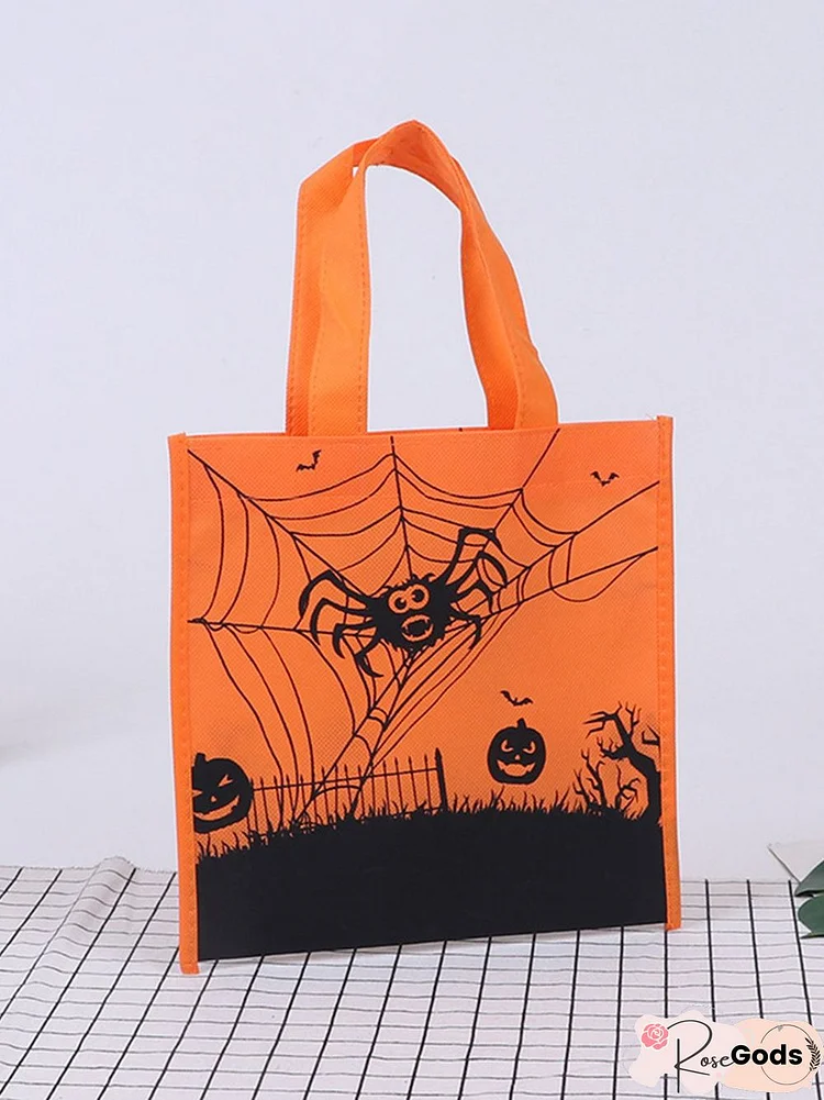 Halloween Pumpkin Spider Letter Non Woven Tote Bag Shopping Bag Tote Bag