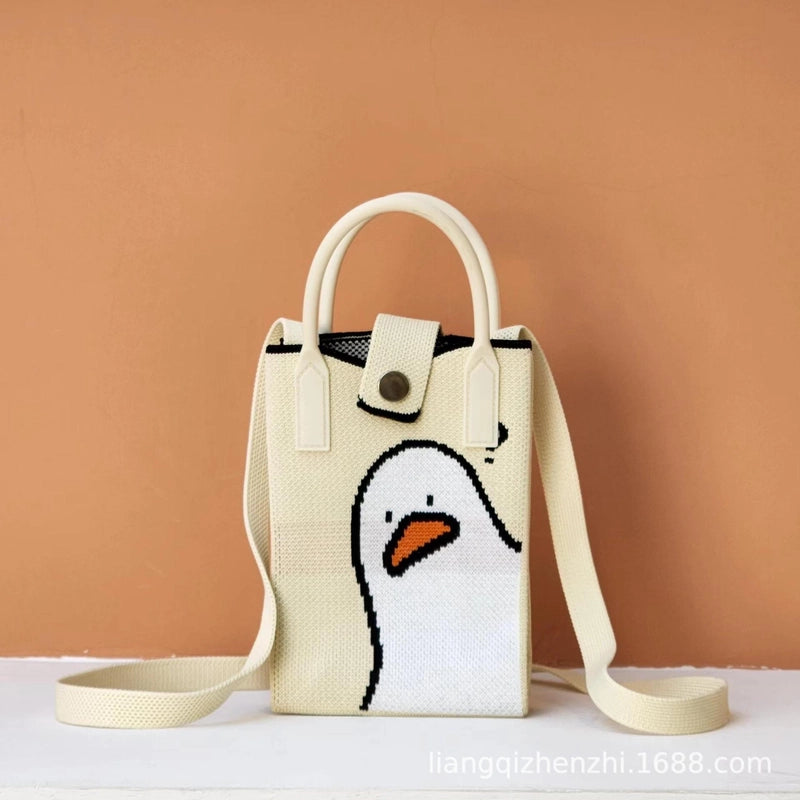 Women’s Polyester Cartoon Cute Square Hidden Buckle Shoulder Bag Handbag Crossbody Bag