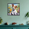 Chiot dans les fleurs-peinture au diamant rond-30*30cm