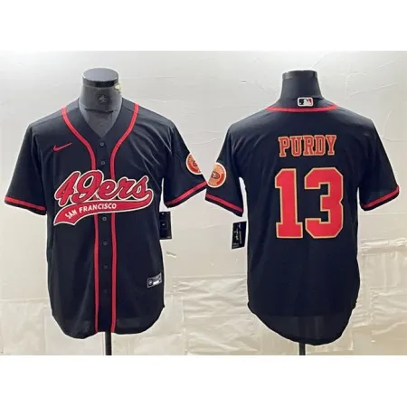 Men's San Francisco 49ers #13 Brock Purdy Black With Patch Cool Base Stitched Baseball Jersey 6TFH