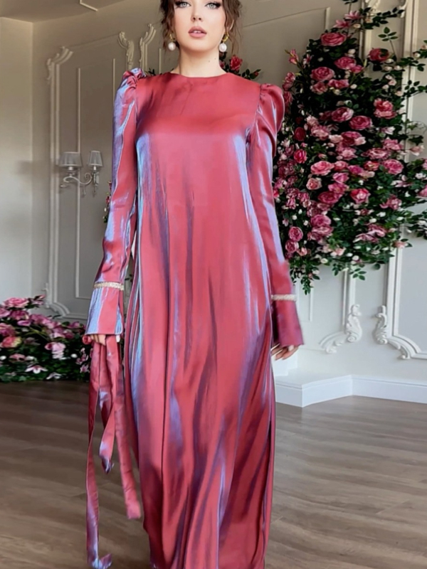 Elegant Glitter Glazed Satin Dress