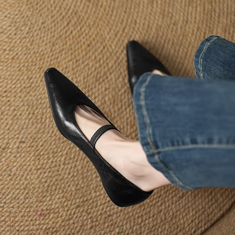 Metallic Sheen Solid Color Instep Strap Square Toe Flats