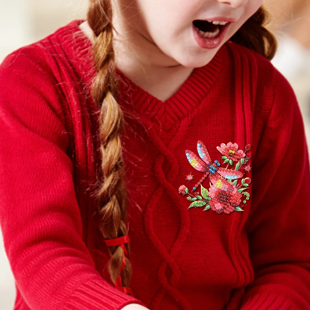 4Pcs DIY Dragonfly Diamond Painting Brooch Diamond Painting Pins Jewelry Kit