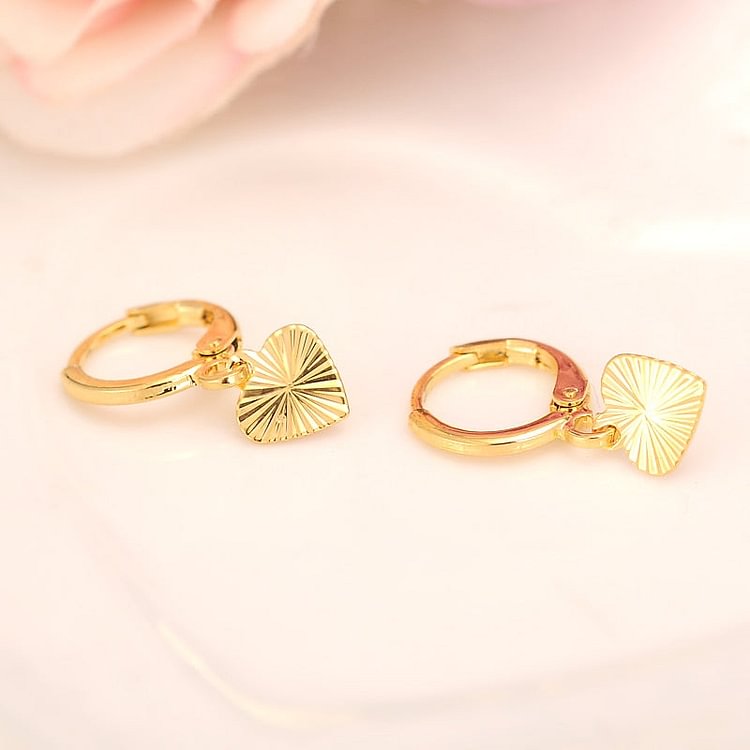 24k  Gold Heart drop Earrings Women/Girl,Love Trendy  fashion Jewelry