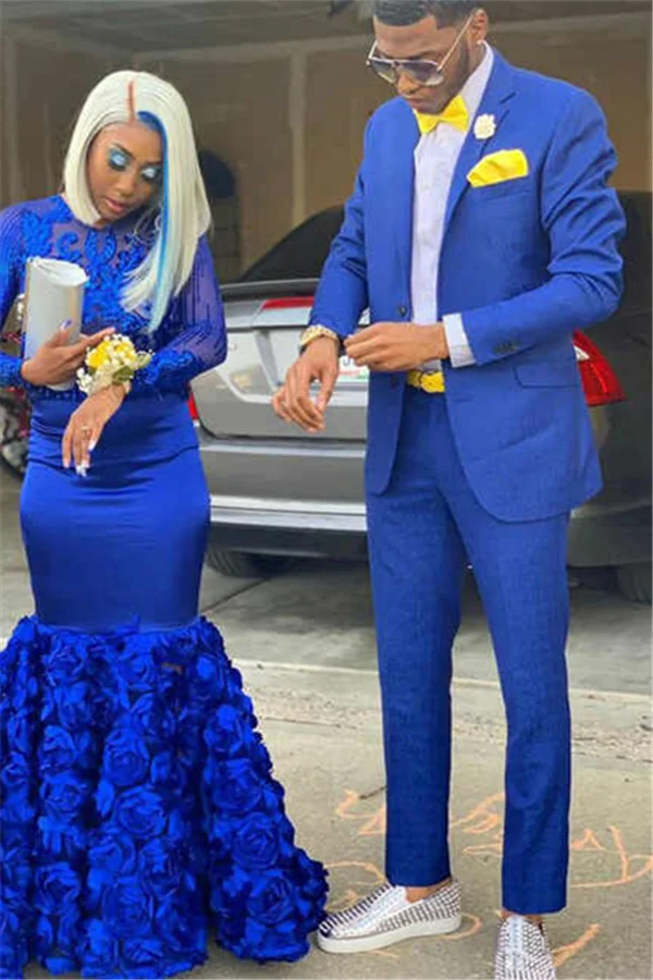 Elegant Royal Blue Party Prom Suit On Sale For Man With Notch Lapel