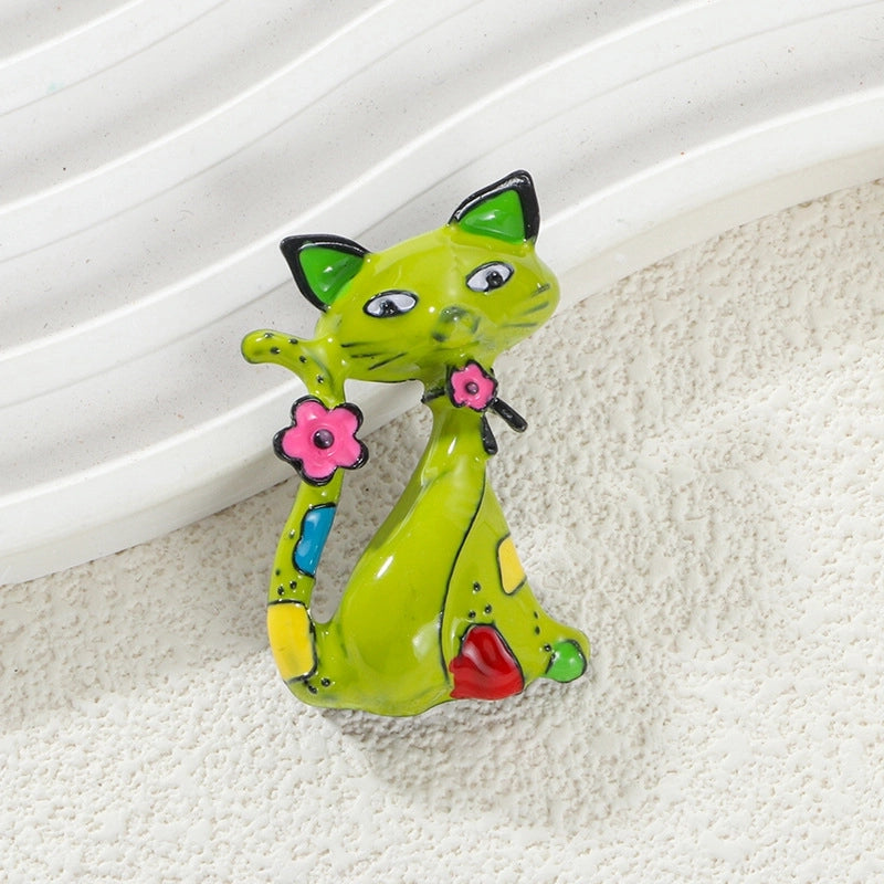 Cute Pin Cartoon Cat Alloy Enamel Unisex Brooches