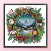 Winter Scene With Wreath-14CT Stamped Cross Stitch 36*36cm/14.17*14.17in tapestrymarket