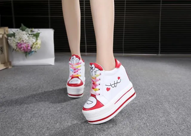 Women Sneakers 2022 Spring Autumn High Heels Ladies Casual Shoes Women Wedges Platform Shoes Female Thick Bottom Trainers W405