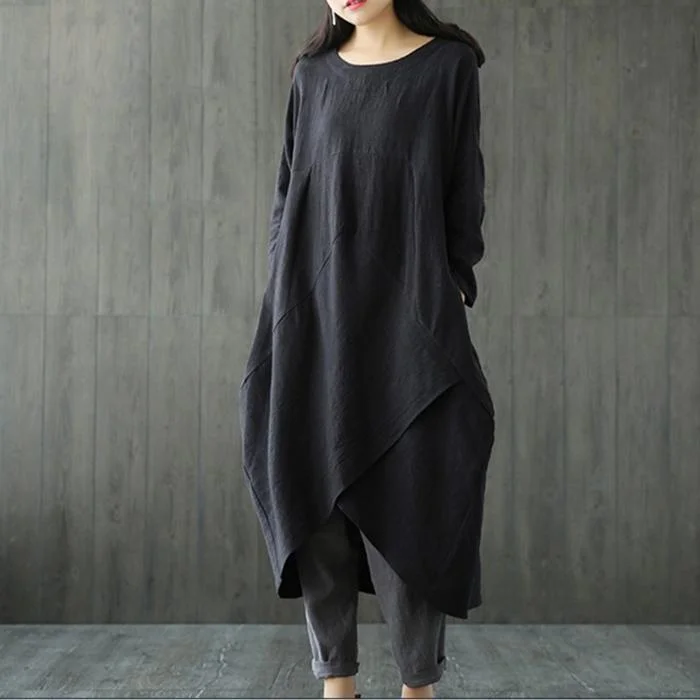Oversized Casual Cotton And Linen Loose Dress