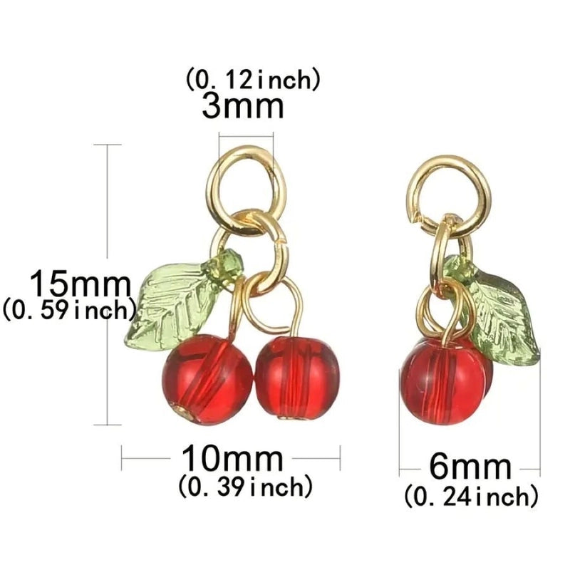 1 Piece 15*10mm Glass Cherry Pendant Jewelry Accessories