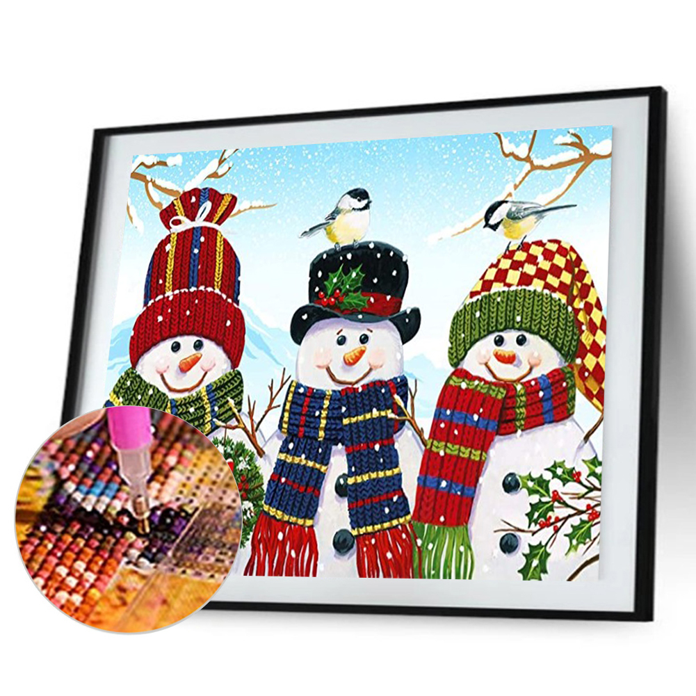 

(Multi-Size) Three Snowman - Round/Square Drill Diamond Painting - 40*30CM, Round diamond 40*50cm, 501 Original