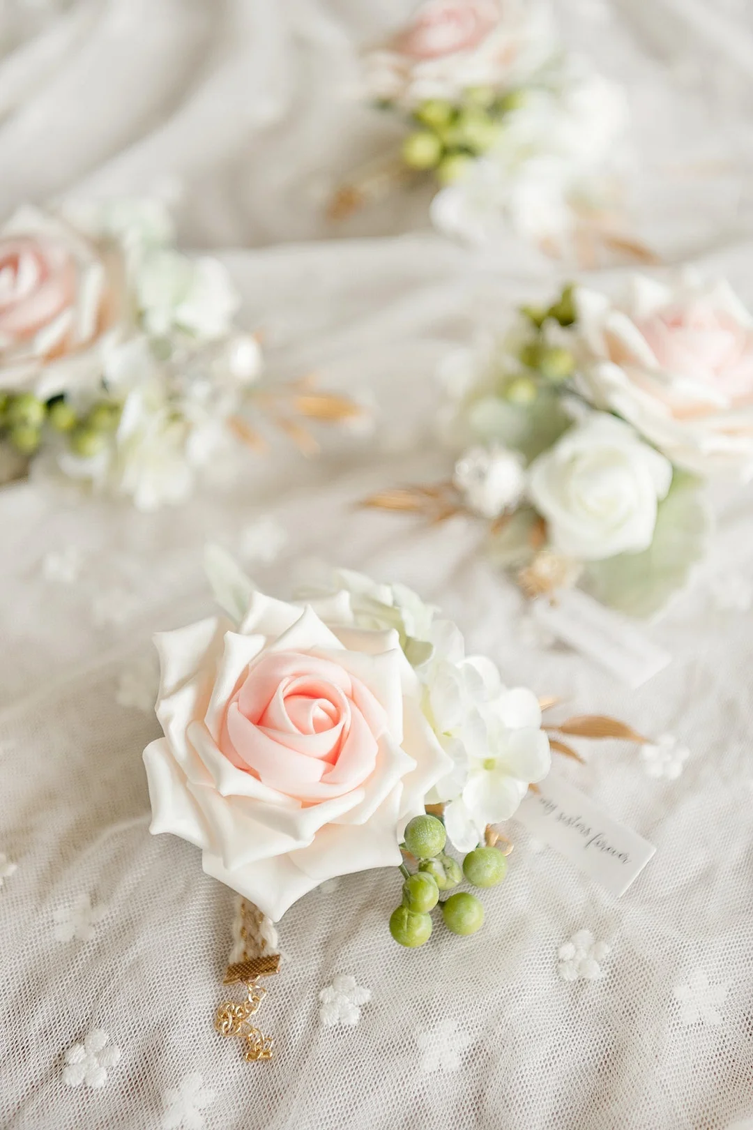Wrist Corsages in Blush