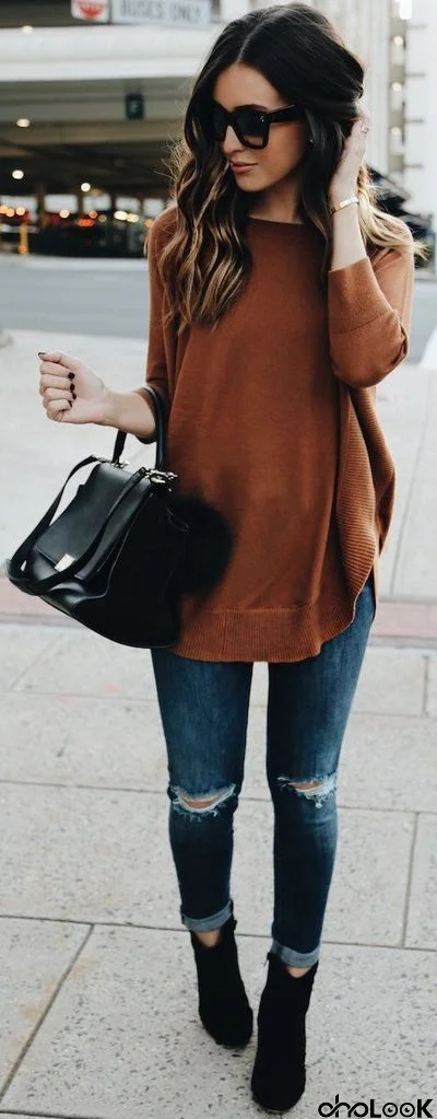 Oversized Scoop Neck Loose Fit Chunky Knit Sweater