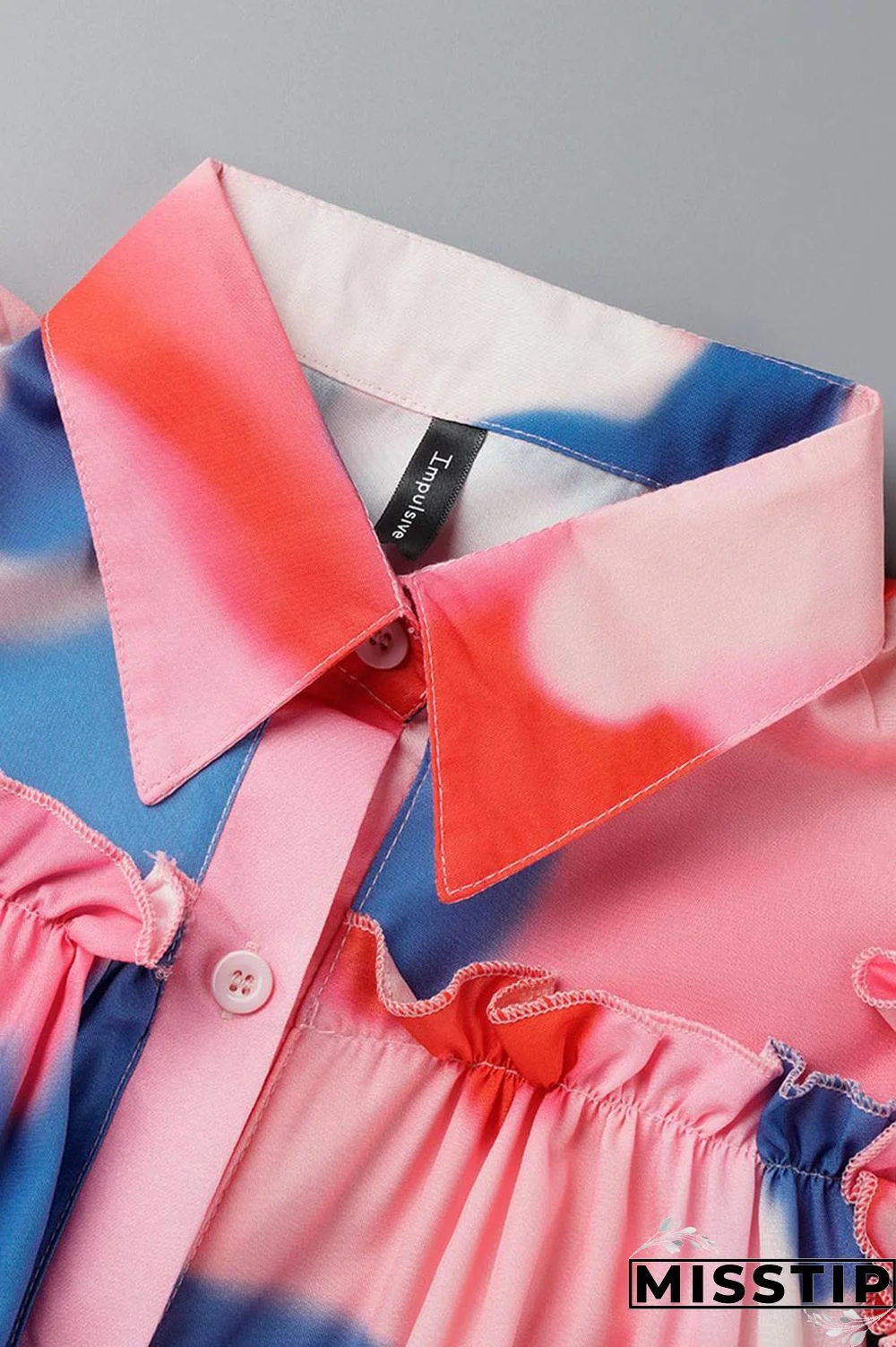 Pink Fashion Casual Print Patchwork Buckle Turndown Collar A Line Dresses