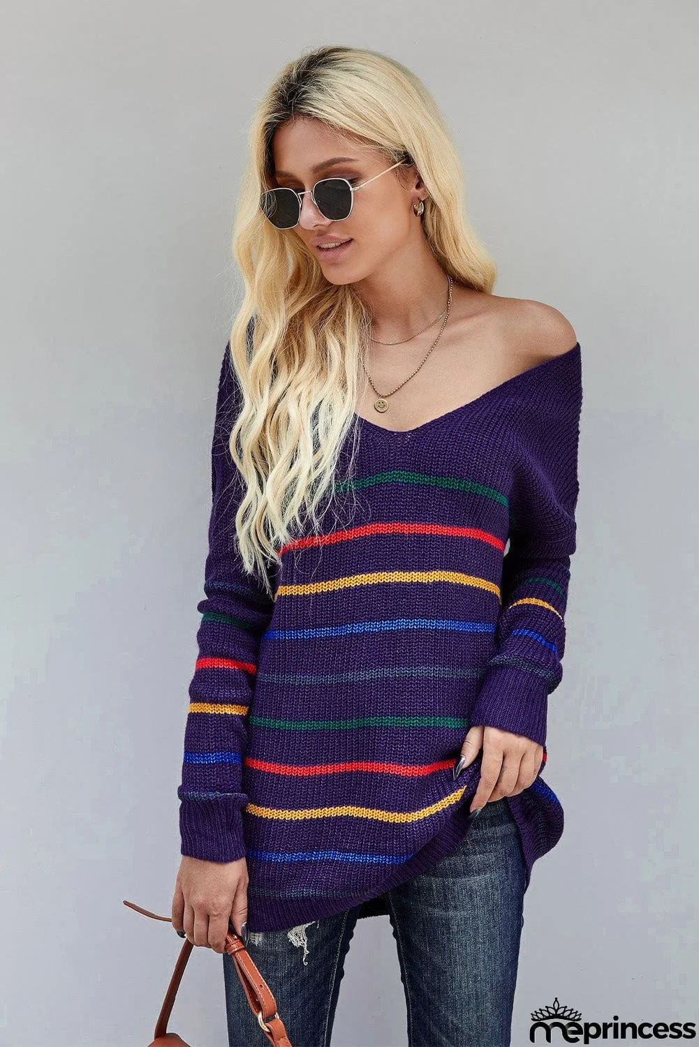 Multicolor Striped Knit Sweater