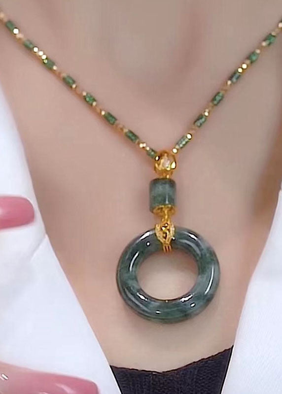 VCSHOES Boutique Jade Agate Bamboo Knot Pendant Necklace