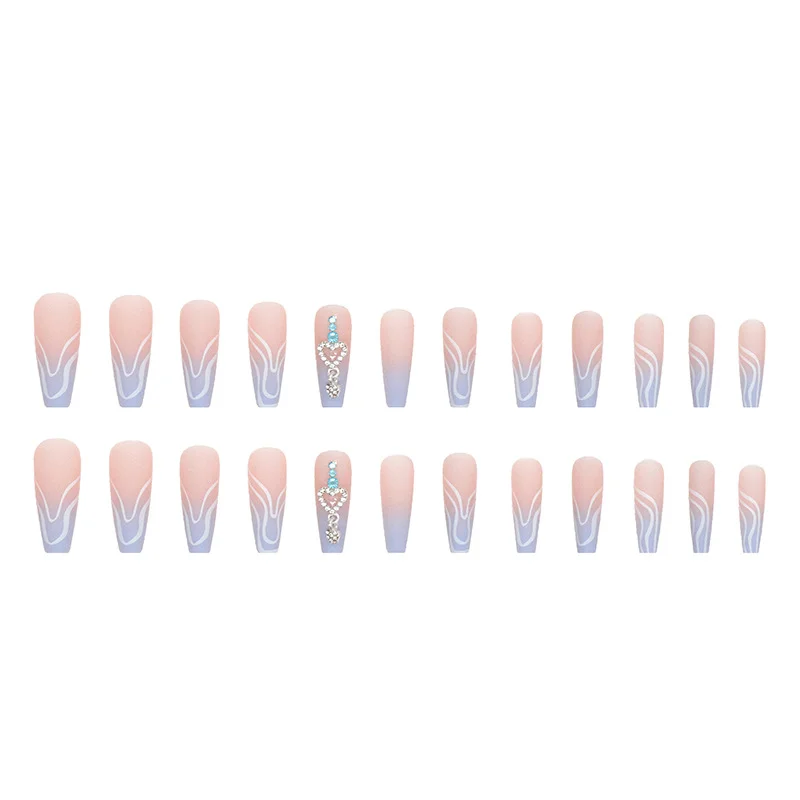 Churchf Churchf Grain Long Ballet Gradient Ins Wind Flash Diamond Love Diamond Wear Fake Nail Products