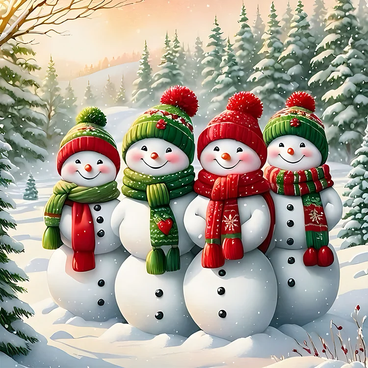 Christmas Snowman 30*30CM (Canvas) Full Round Drill Diamond Painting gbfke