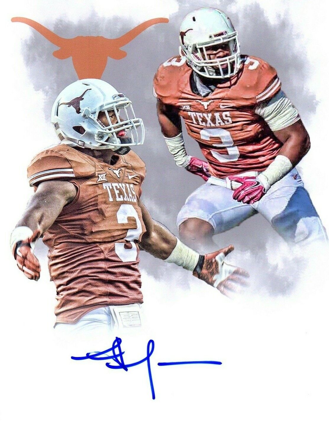 Jordan Hicks signed autographed 8x10 football edit Photo Poster painting Texas Longhorns Hook EM