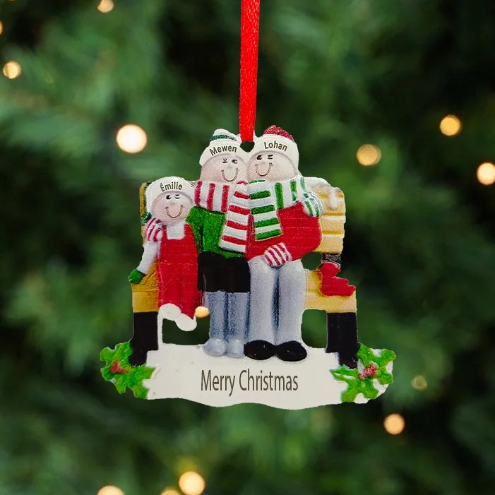Personalized Family Ornament Engraved 3 Names Christmas Gift