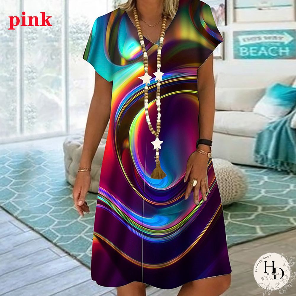 Women New Sexy Mini Dresses Ladies Print Plus Size Party Summer V-neck XS-8XL Female Dress