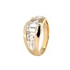 14K Yellow Gold 1ct Emerald Cut Lab Diamond 5 Stone Bezel Ring with Tapered Step Cut Cut and Bullet Cut Side-stones