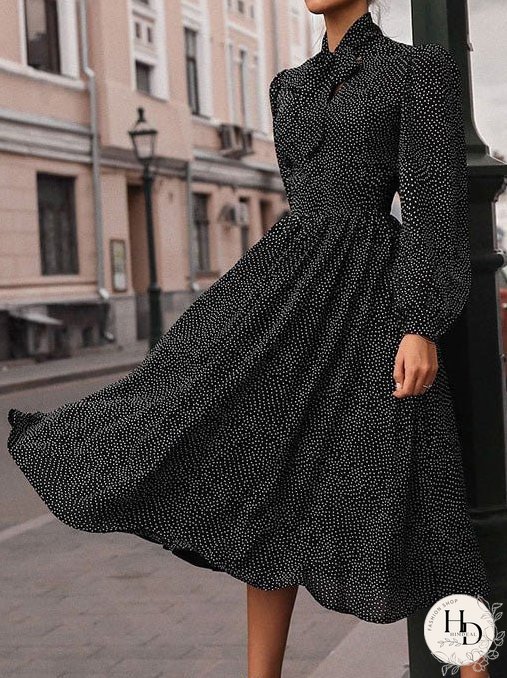 Dresses Polka Dot Print Long Sleeve Dress for Women