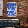 Warning Stupid People - Vintage Metal Tin Signs(12*16Inch) - Warning