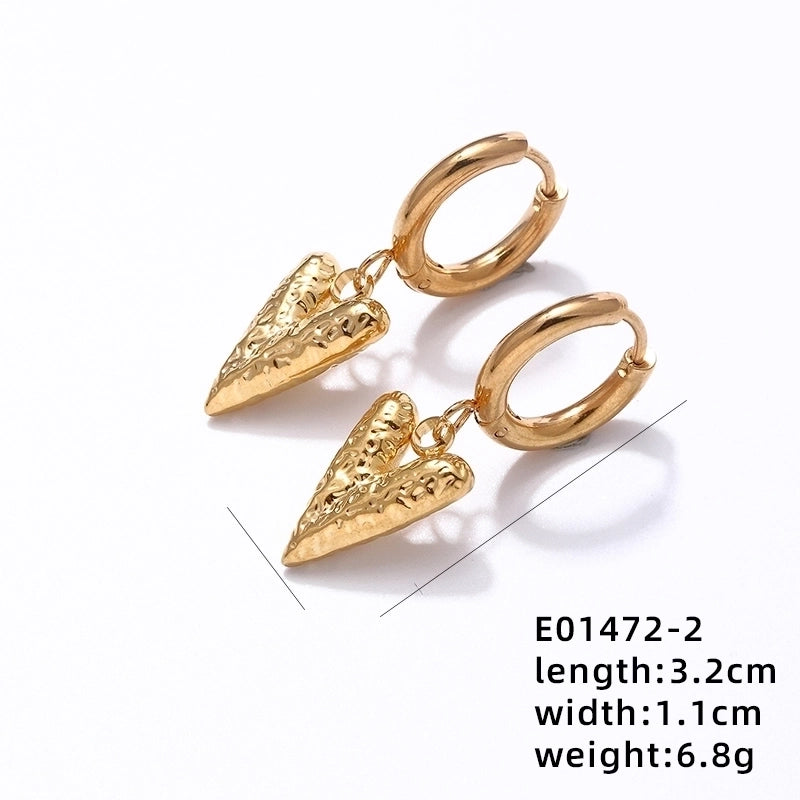 1 Pair Classic Style Heart Shape Plating 304 Stainless Steel K Gold Plated Rhodium Plated Drop Earrings