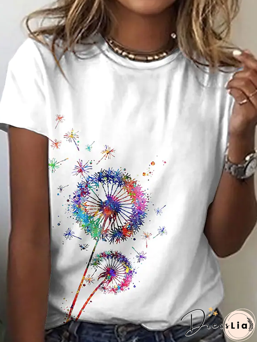 Dandelion Crew Neck Short Sleeve Casual T-Shirt