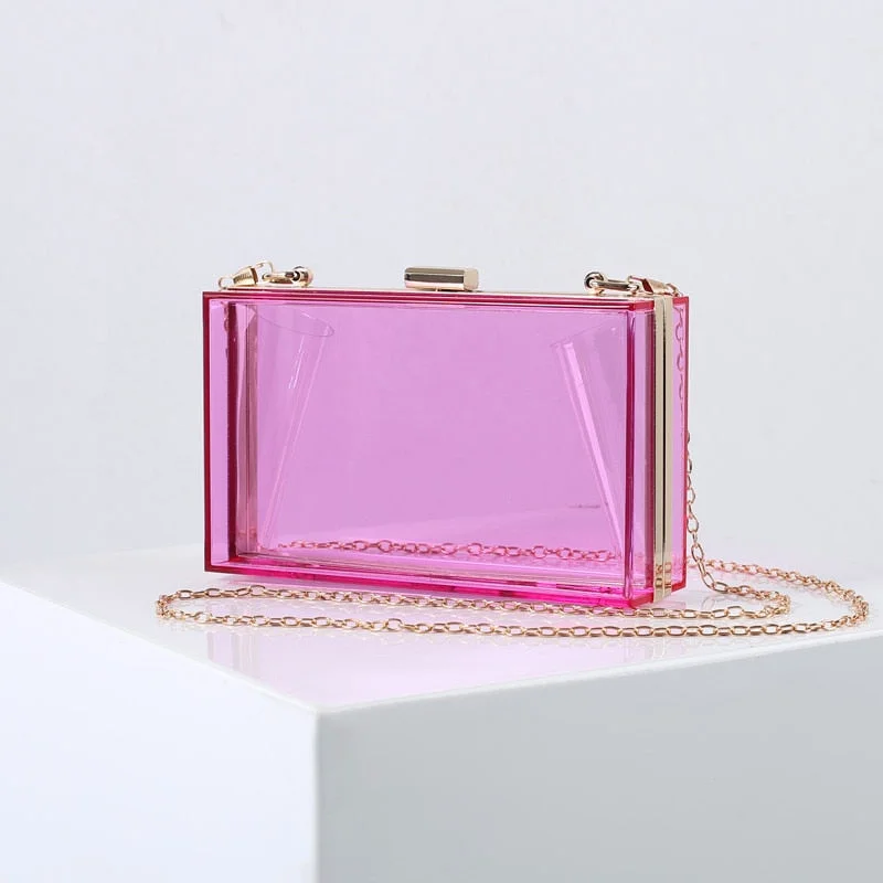 Transparent Ladies Bag 2021 Acrylic Color Box Brand Ladies Evening Dress Portable Messenger Bag Wedding Female Clutch Bag