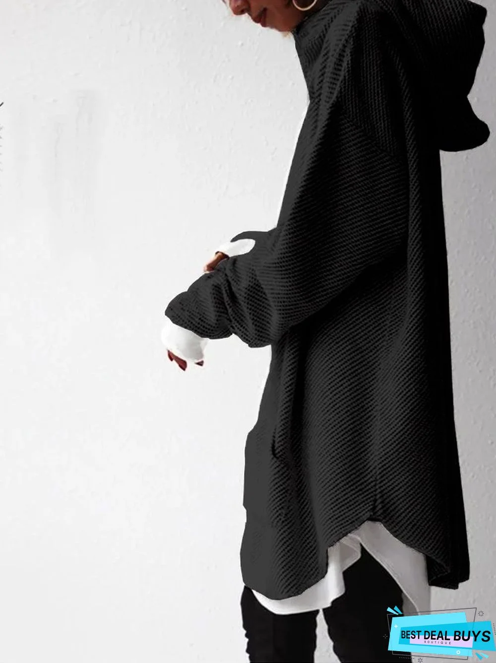 Hoodie Casual Shift Plain Sweatshirt