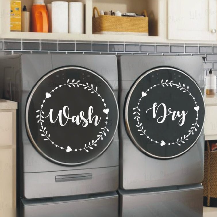 Wash Dry Sign Quotes Vinyl Decals Laundry Wash Room Decoration Washing Machines Door Vinyl Stickers Laundry Art