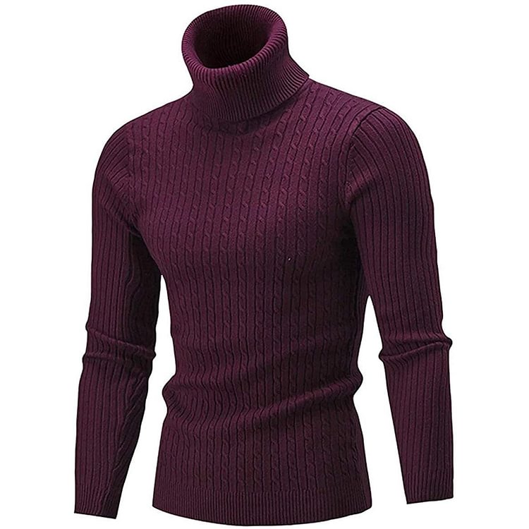 MEN'S CASUAL SLIM FIT TURTLENECK PULLOVER SWEATERS