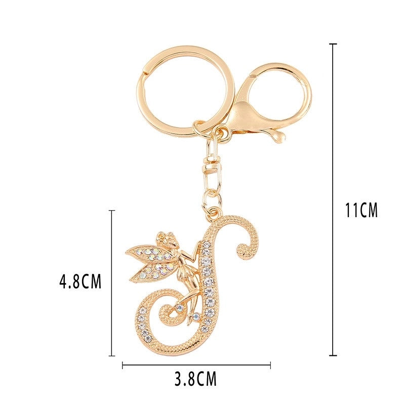 Minimalist Letter Zinc Alloy Diamond Unisex Bag Pendant Keychain