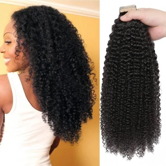 YVONNE Platinum Grade Kinky Curly 100g/pack including 40pcs Tape In Human Hair Extensions 