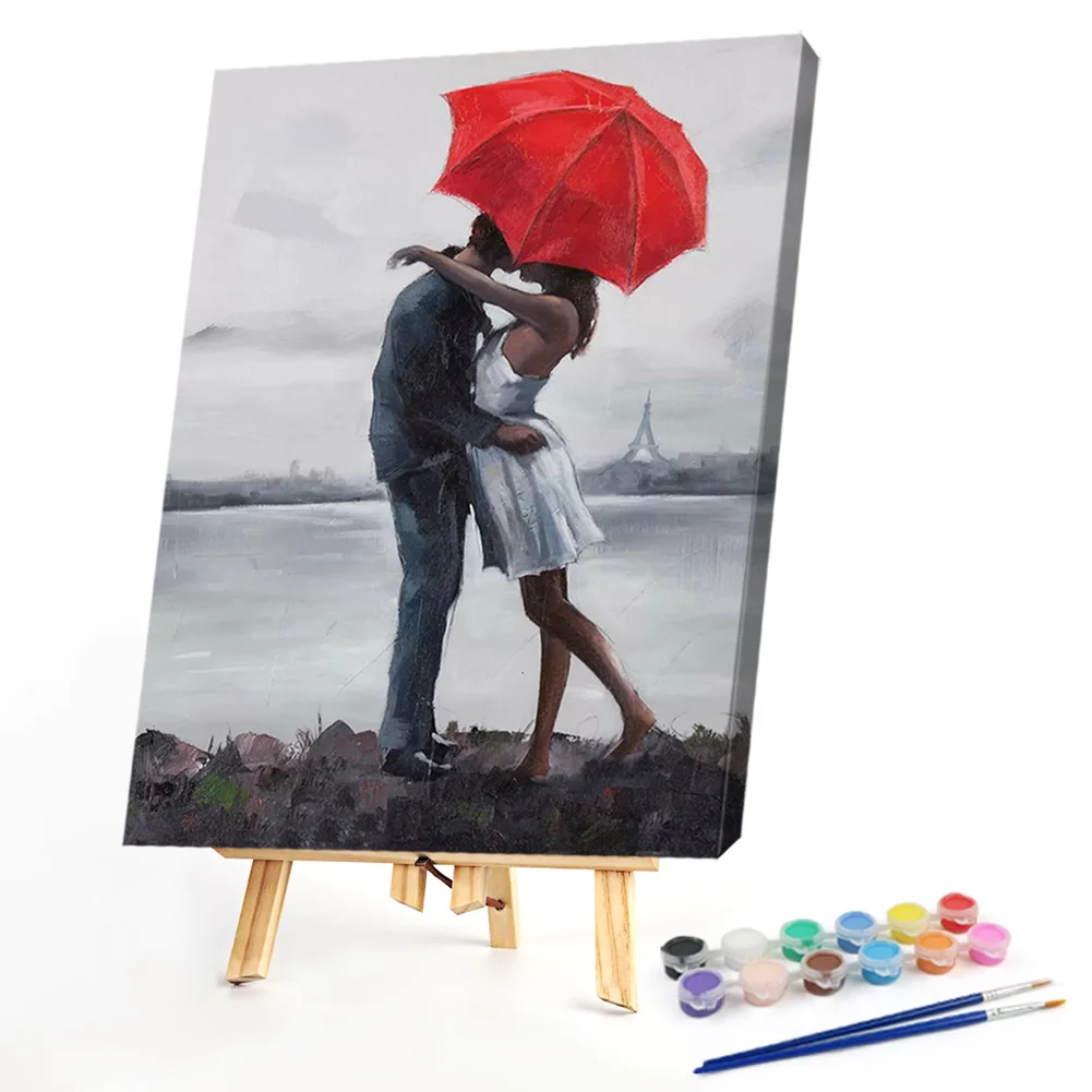 Couple Holding Umbrella - Paint By Numbers(40*50CM)