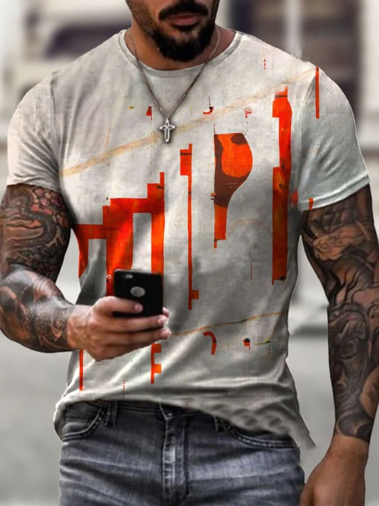 Designer orange piano key print T-shirt / [viawink] /
