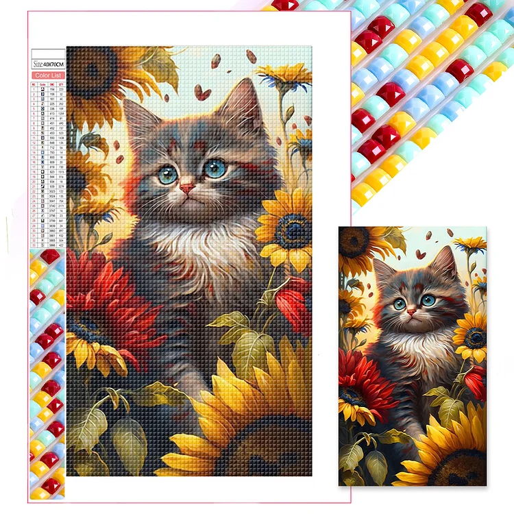 Full Square Diamond Painting - Sunflower Cat 40*70CM