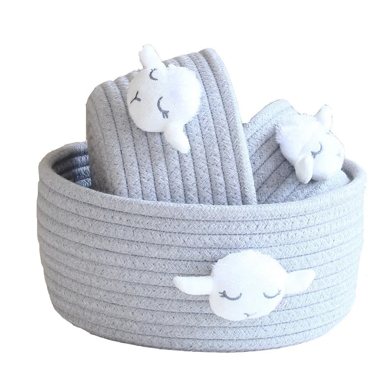 Cartoon Animals Cotton Rope Storage Baskets Baby Dirty Clothes Laundry Basket Weaving Kids Toys Desktop Sundries Organizer Box