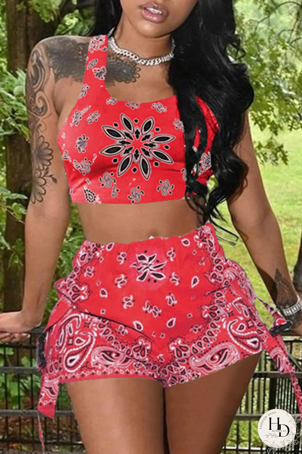 Blue Sexy Split Joint Square Collar Sleeveless Two Pieces