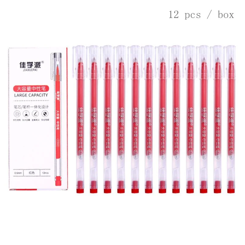 12Pcs/Lot School Office Gel Pen 0.5mm Black/blue/Red Ink Gel Pens Set Sketch Drawing Stationery Student Writing Exam Pen