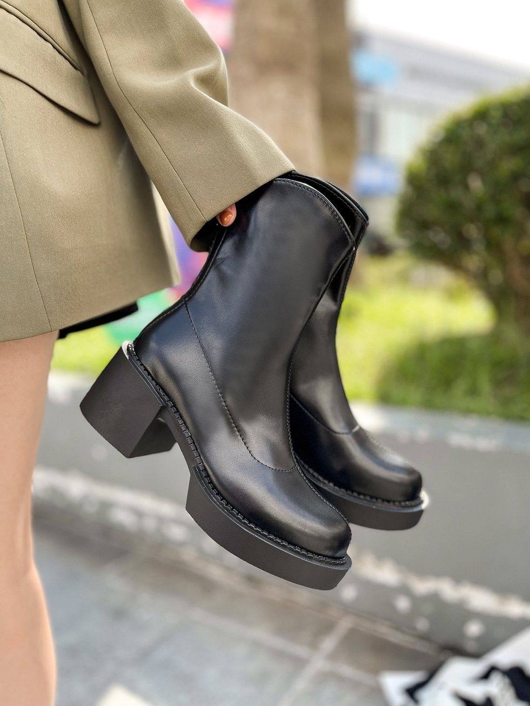  Designer Fashion Flats Non-slip Motorcycle Boots New Zipper Platform Pu Leather Gladiator Woman Boots Autumn Winter Ladies Shoes