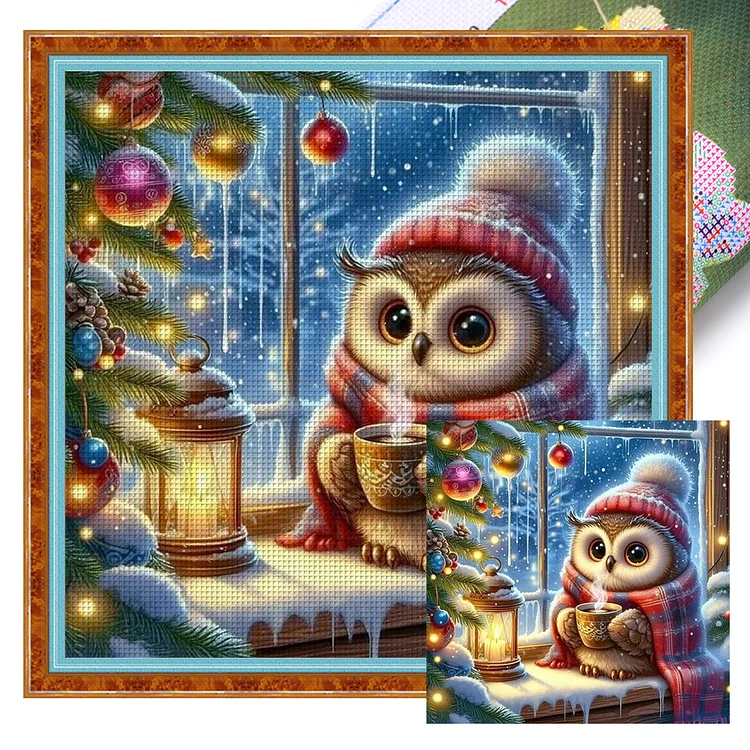 【Huacan Brand】Owl By The Window (50*50cm) 11CT Stamped Cross Stitch gbfke