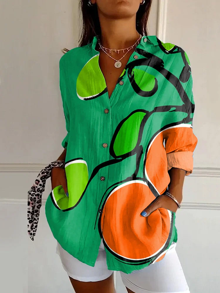 Vintage Orange Tree Art Print Long Sleeve Shirt