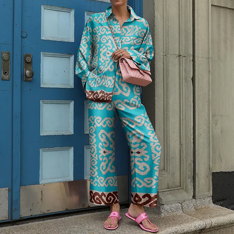 Fashion Loose Totem Print Two Piece Set