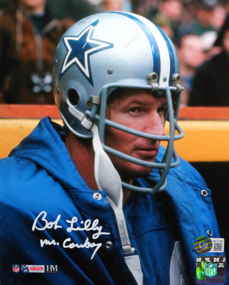 Bob Lilly Signed Cowboys 8x10 Close Up HM Photo Poster painting w/ Mr Cowboy- Beckett W *White